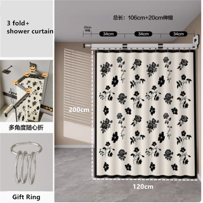 Foldable Waterproof Shower Curtain - No-Drill Bathroom Water Barrier - Shello's Creative Boutique