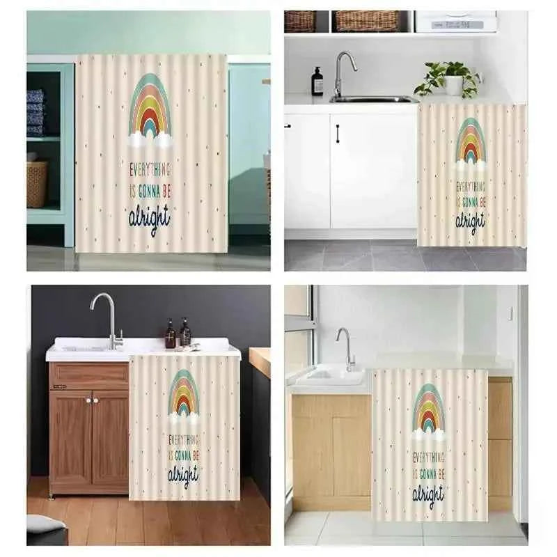 1PC Kitchen Cabinet Curtain Cover Dustproof Cupboard Wardrobe Short Curtains Washable Drapes Self-adhesive Half-Curtain Cortinas