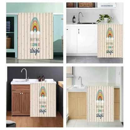 1PC Kitchen Cabinet Curtain Cover Dustproof Cupboard Wardrobe Short Curtains Washable Drapes Self-adhesive Half-Curtain Cortinas