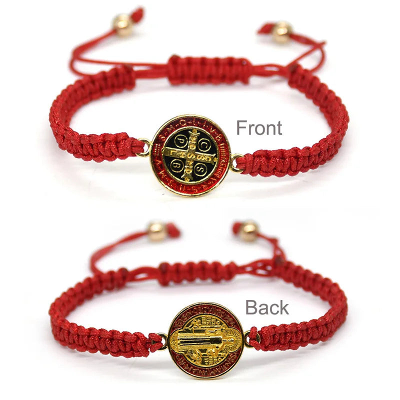 Religious Cross Charm Rope Bracelet – Woven Catholic Jewellery for Men & Women