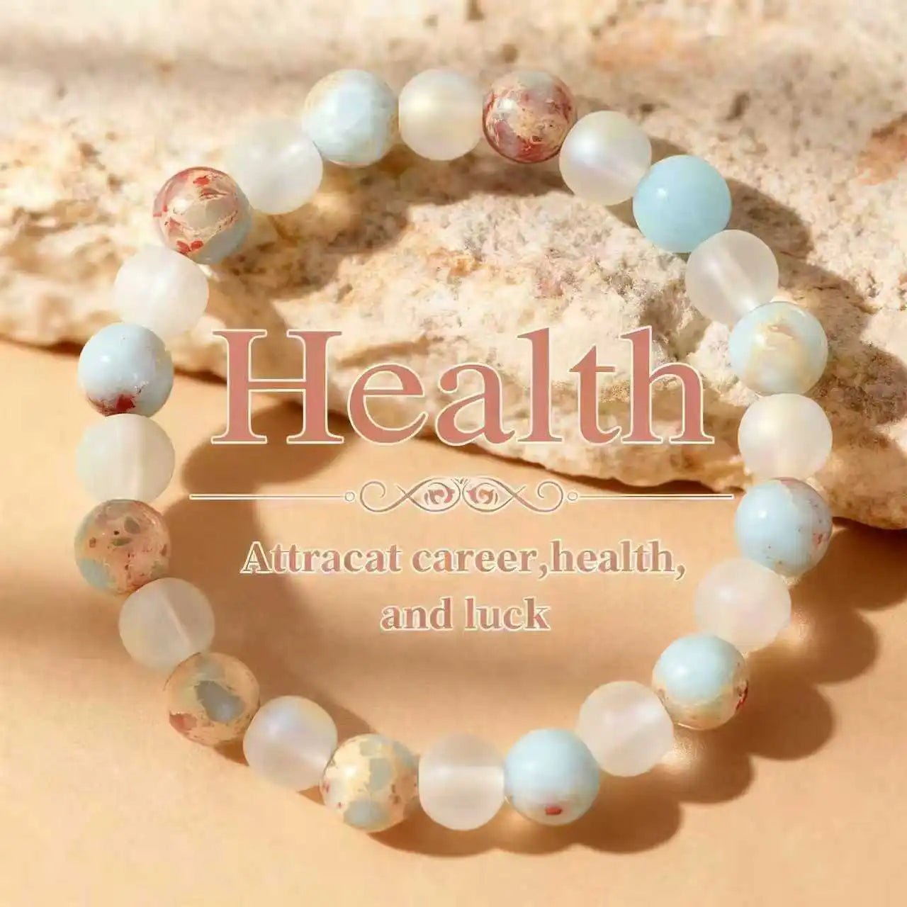 Halo Quartz & Ocean Sediment Beaded Bracelet – Unisex Natural Stone Stretch Bangle
