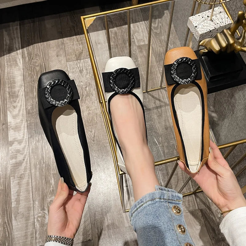 Plus Size Ballet Flats with Bow - Soft Sole Loafers - Shello's Creative Boutique