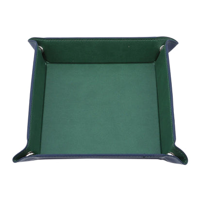 PU Leather Folding Valet Tray – Collapsible Desktop Storage for Keys, Phone, Wallet & Coins