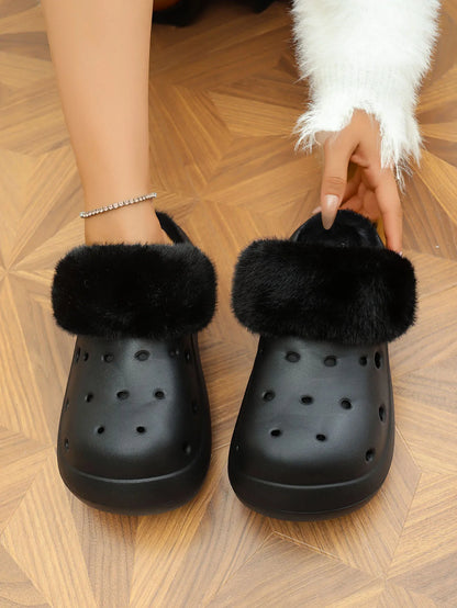 Women's Plush High Heel Slippers 2025 - Thick Soft-Soled Winter Garden Shoes