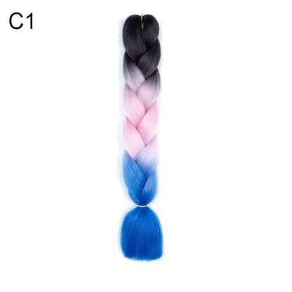 24 Inch Jumbo Braiding Hair - Rainbow Ombre Synthetic Extensions - Shello's Creative Boutique