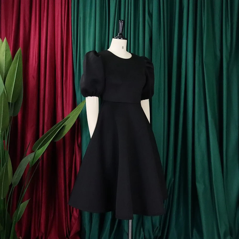 Elegant Pleated A-Line Dress - High Waist Mid-Calf Dress - Shello's Creative Boutique