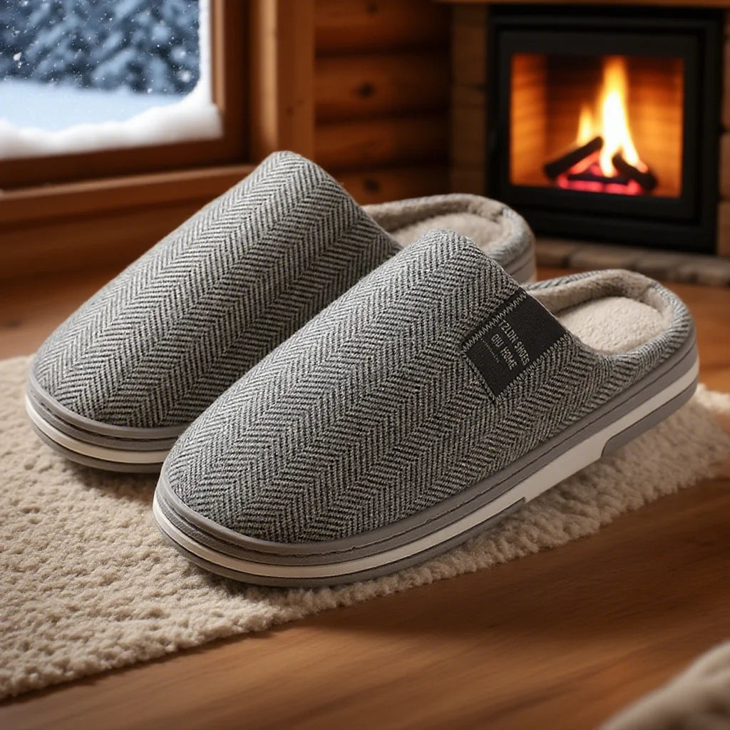 Men's Winter Warm Cotton Slippers - Couples Flats Non-Slip Indoor Slides (Large Size 40-51)