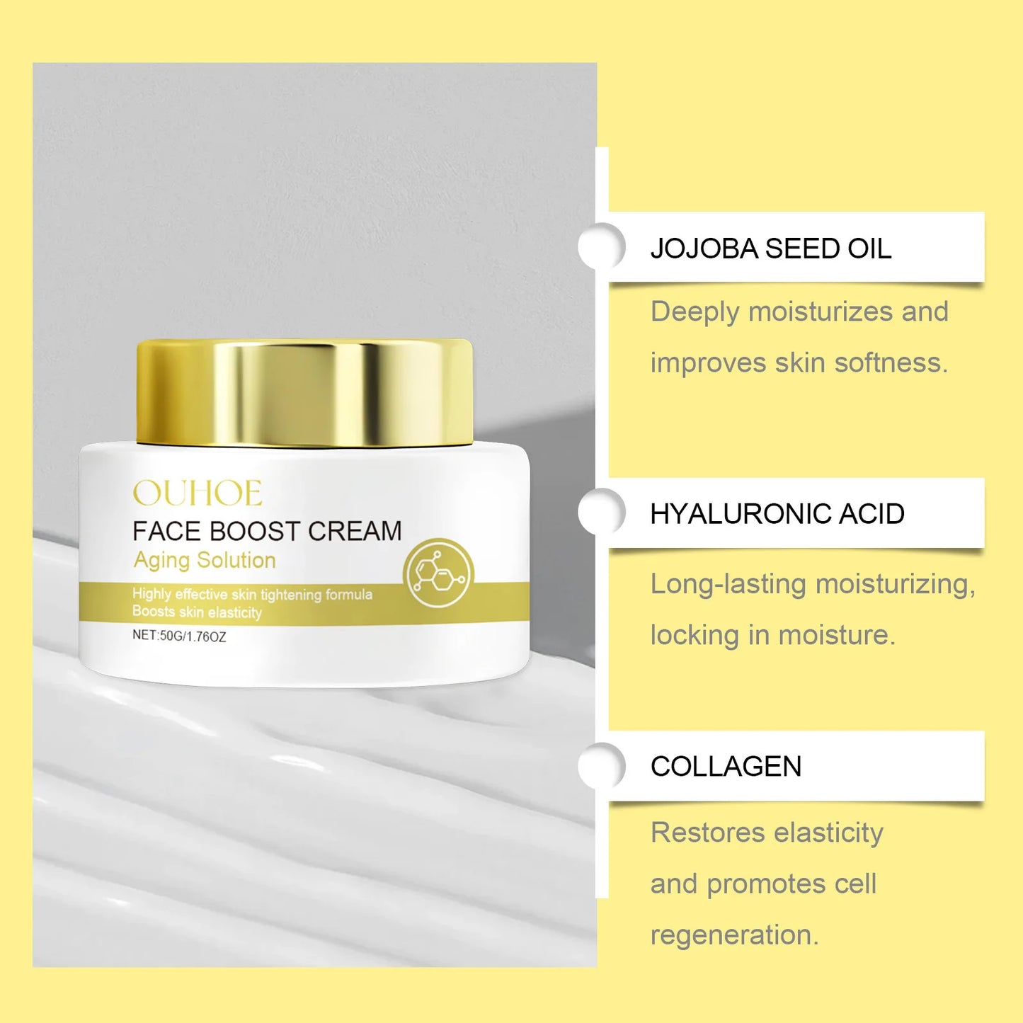 Deep Hydration Face Cream Moisturizing Nourish Tighten Skin Fade Fine Lines Wrin-kle Repair Brighten Smooth Collagen Boost Cream - Shello's Creative Boutique