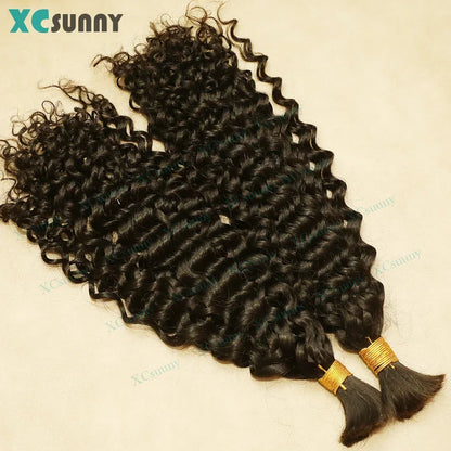 Deep Curly Human Hair for Boho Braids - Color 4/27 & 4/30 Ombre Bulk Hair - Shello's Creative Boutique