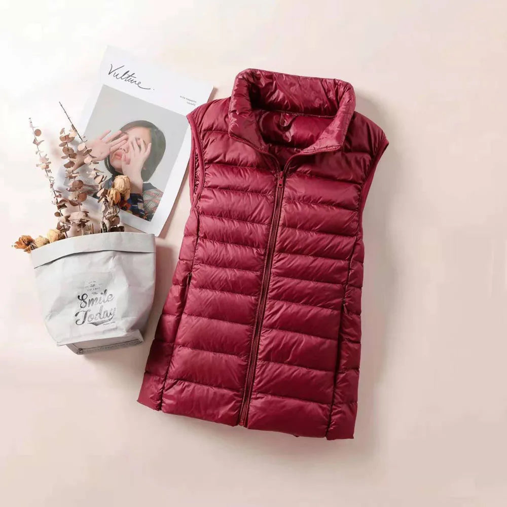 Women's Ultra Light Down Vest – Slim Sleeveless Windproof Gilet Jacket