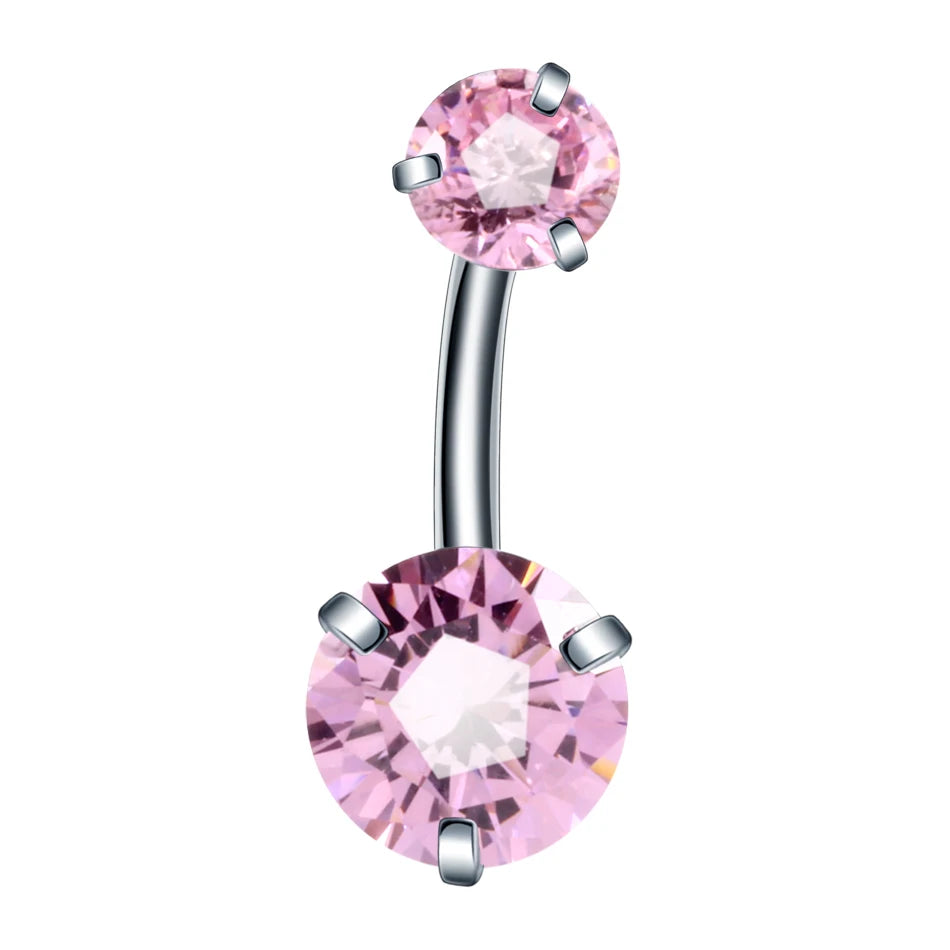 Stainless Steel Cubic Zirconia Drop Navel Ring