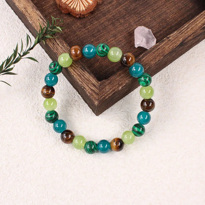 Bohemian Tiger Eye & Malachite Natural Stone Beaded Bracelet
