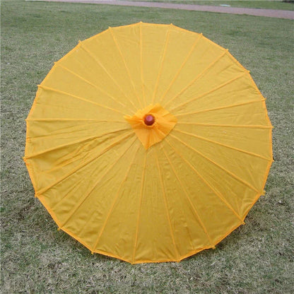 70cm Chinese Fabric Parasol — Traditional Bamboo Dance Umbrella for Weddings & Props