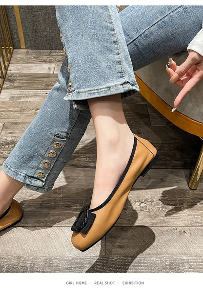 Plus Size Ballet Flats with Bow - Soft Sole Loafers - Shello's Creative Boutique
