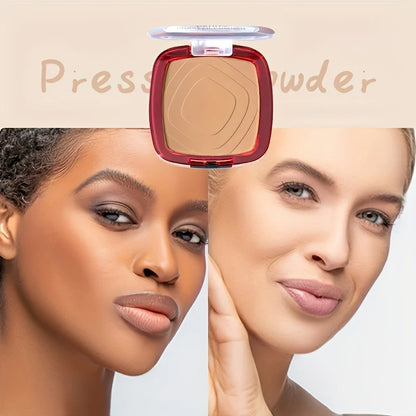Matte Pressed Powder Foundation with Puff - 24H Weightless Finishing Powder