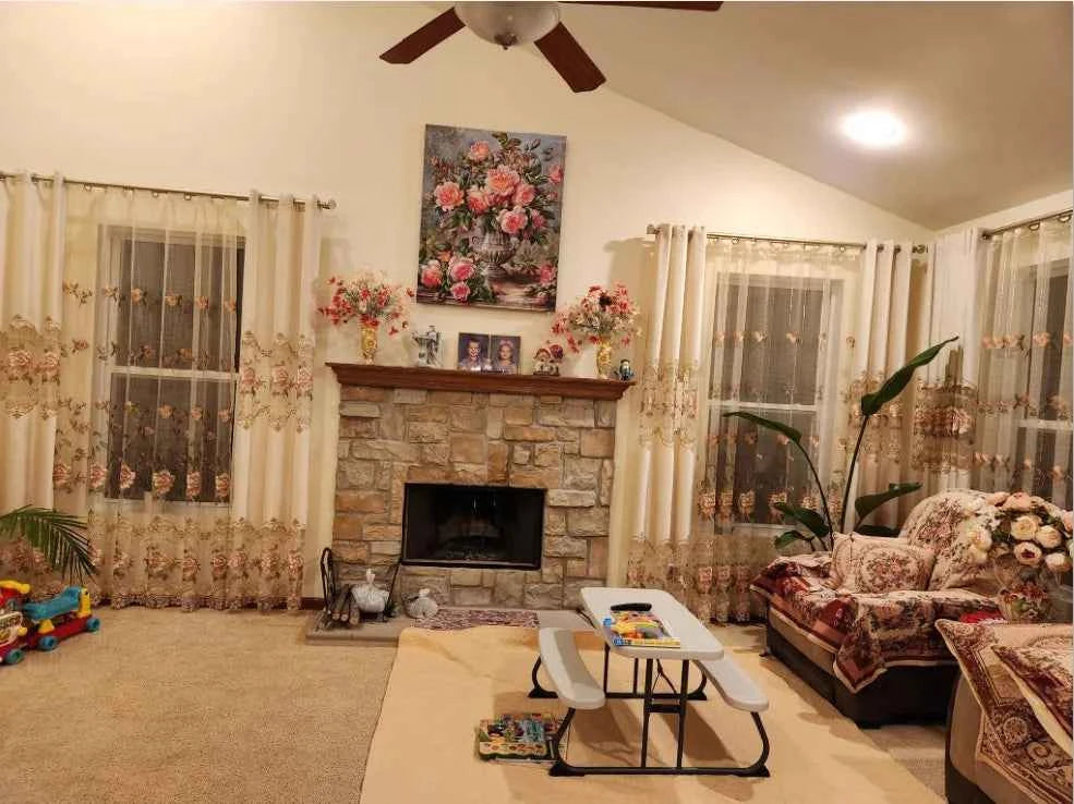 European Luxury Velvet Curtains - Embroidered Floral Tulle Blackout Drapes for Living Room