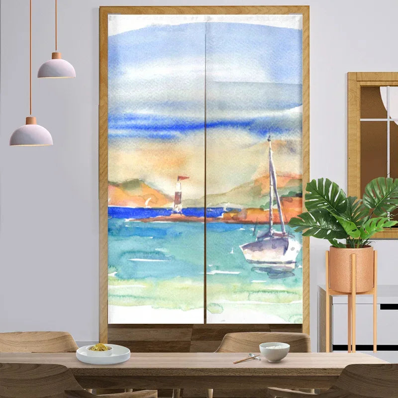 Forest Nature Landscape Door Curtains - Noren Style Entrance Drapes - Shello's Creative Boutique