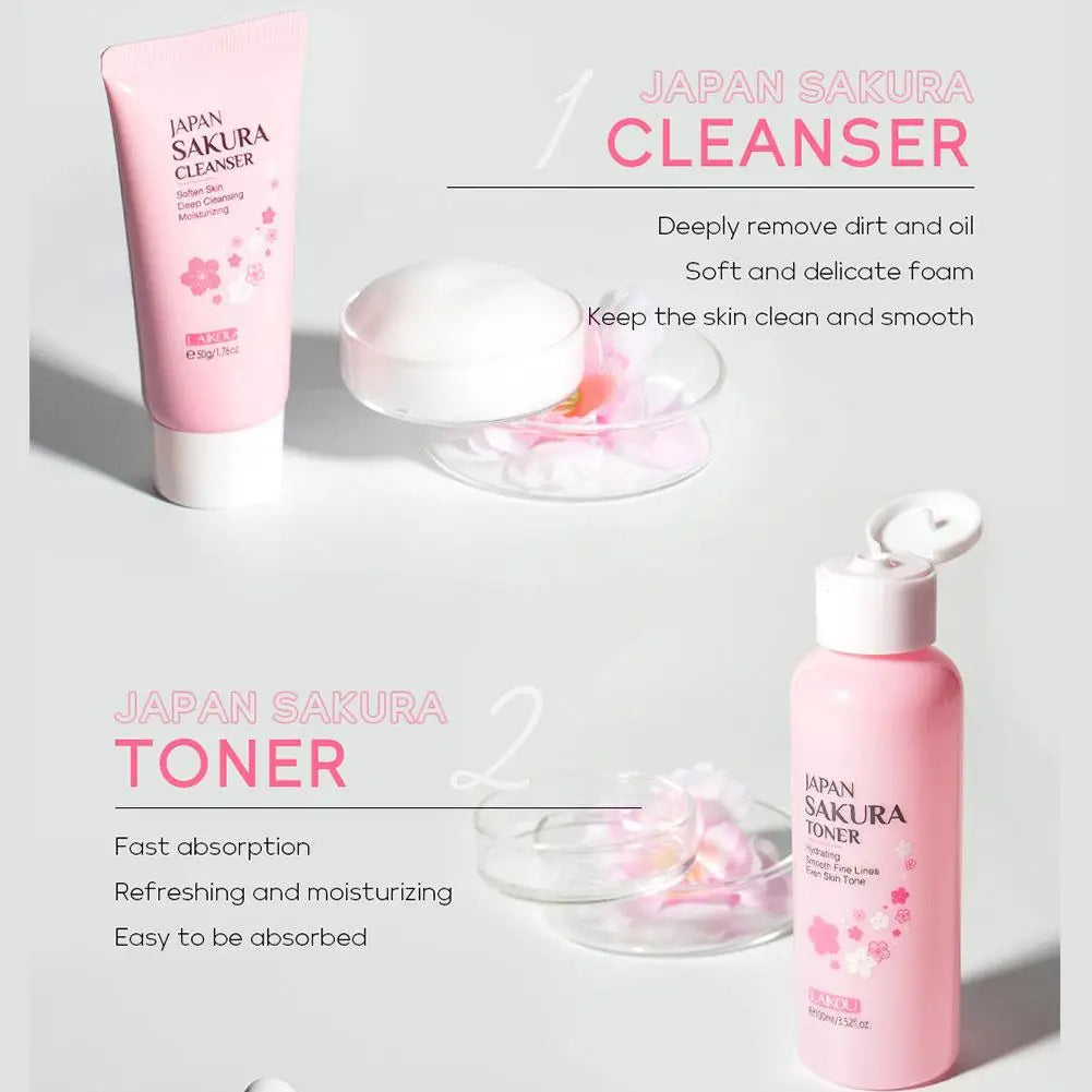 6pcs/Set Sakura Skin Care Sets Face Cream Serum Toner Facial Cleanser Sunscreen Eye Cream Face Skin Care Set Product Gift box Shello's Creative Boutique