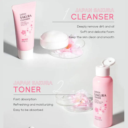 6pcs/Set Sakura Skin Care Sets Face Cream Serum Toner Facial Cleanser Sunscreen Eye Cream Face Skin Care Set Product Gift box Shello's Creative Boutique