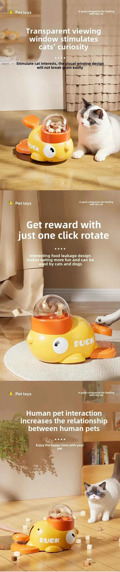 Pet Snack Feeder Dog Food Dispenser Automatic Feeder Puppy Cartoon Duck Design Used to Train Dogs Accessories Cats Cat Supplies
