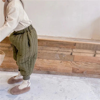 Winter Cotton-Padded Kids Harem Trousers – Unisex Full-Length Thermal Pants (Ages 2–7) - Shello's Creative Boutique