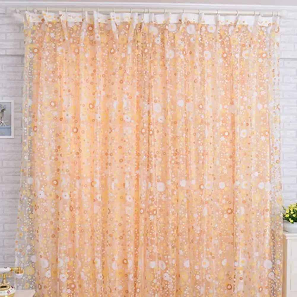 100cm x 200cm Window Curtain Floral Pattern Summer Transparent Window Screening Door Curtains Room Decor Drape Panel Sheer