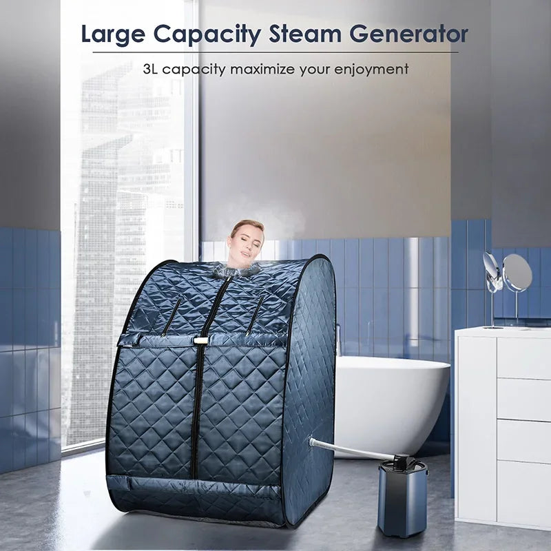 Portable 3L Steam Sauna Tent – 1000W Foldable Home Spa with Remote Control & Chair