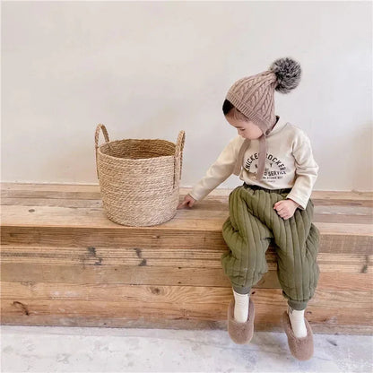 Winter Cotton-Padded Kids Harem Trousers – Unisex Full-Length Thermal Pants (Ages 2–7) - Shello's Creative Boutique