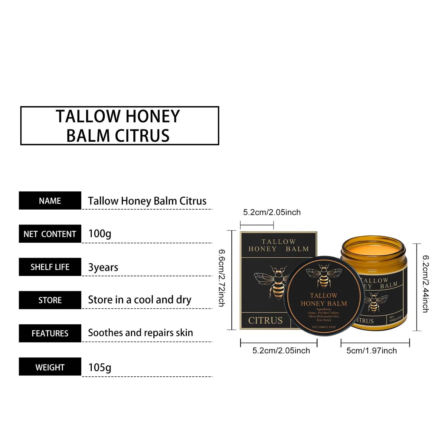 Tallow Honey Cream Glow Hydrating Skin Improve Elasticity Soft Bleaching Improve Dullness Firming Face Body Moisturizer Lotion - Shello's Creative Boutique