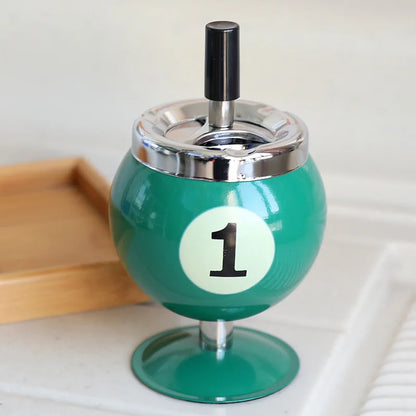 Pool Ball Ashtray With Lid – Anti-Fly Ash Desk Decoration Gift for Billiard Lovers