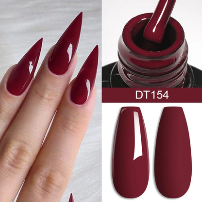MEET ACROSS 7ml Red Gel Nail Polish Crystal Semi Permanent Soak Off UV Gel Varnish Nail Art Manicure Base Matte Top Coat Vernis - Shello's Creative Boutique