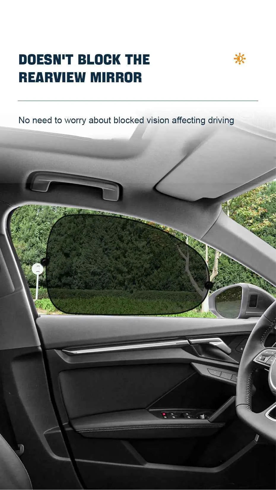 SEAMETAL Car Sun Shade Side Window Curtain Front Rear Window Sunshade Summer UV Blocking Suction Cup Car Sun Protection Curtains