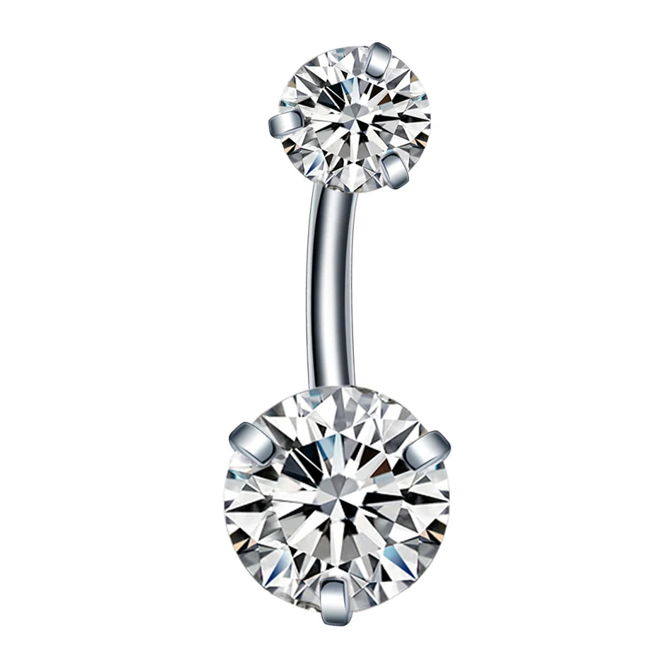 Stainless Steel Cubic Zirconia Drop Navel Ring