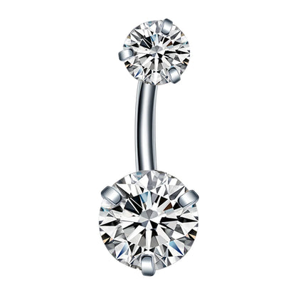 Stainless Steel Cubic Zirconia Drop Navel Ring