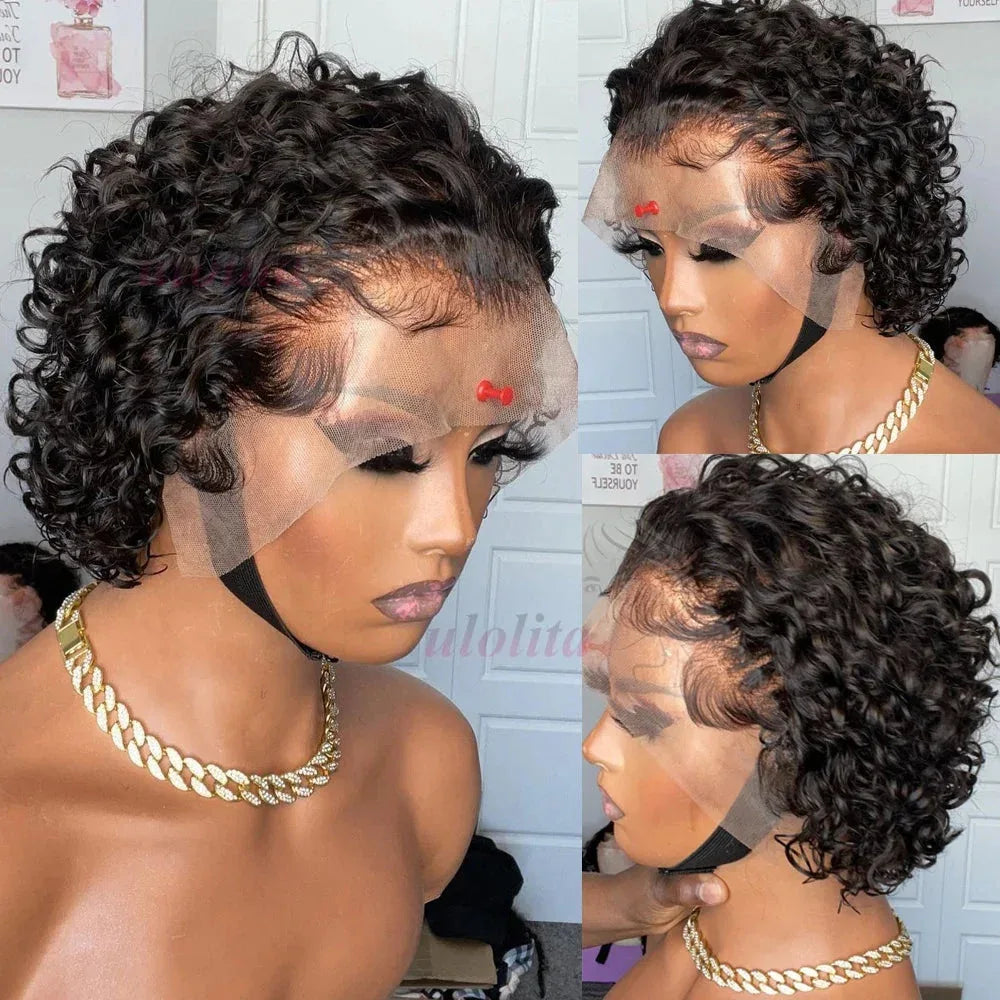 Pixie Cut Short Bob Wig - 100% Human Hair 13x4 Transparent Lace Frontal Wig - Shello's Creative Boutique