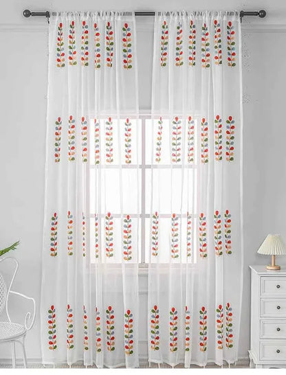 Boho Sheer Curtains for Living Room - Light Filtering Window Drapes, 2 Panels - Shello's Creative Boutique