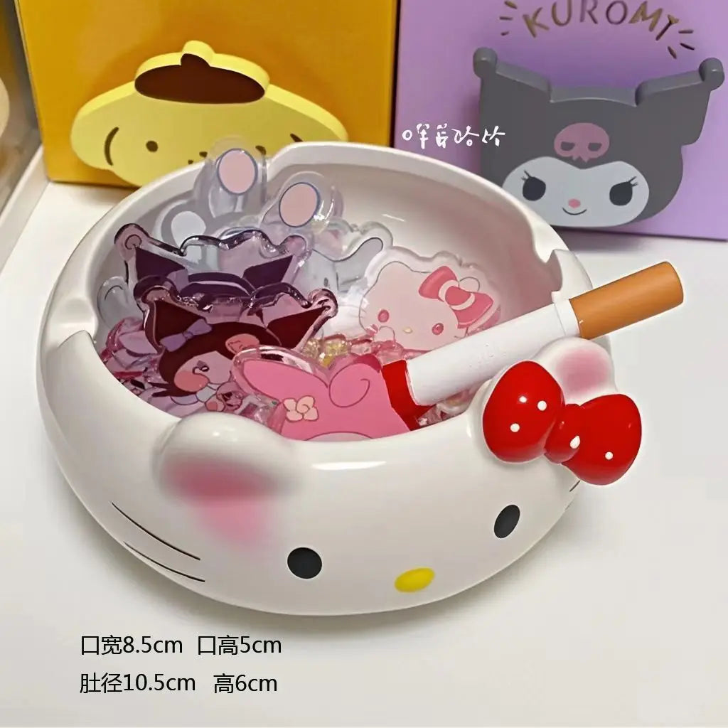 Kawaii Cartoon Character Glass Ashtray – Cute Home Décor Ash Holder Desktop Gift