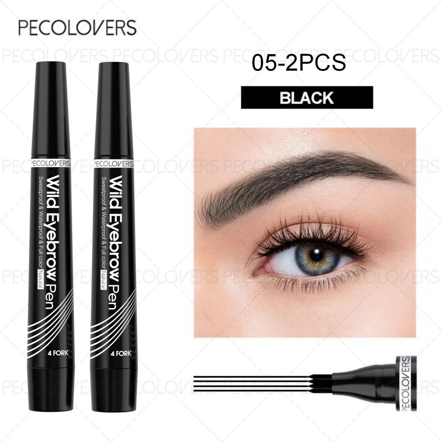 6 Colors 1pc Eyebrow Pen Waterproof 4 Split Tip Eyebrows Pen Eyebrow Tattoo Pen Waterproof Liquid Black Eyebrow Makeup Pencil - Shello's Creative Boutique