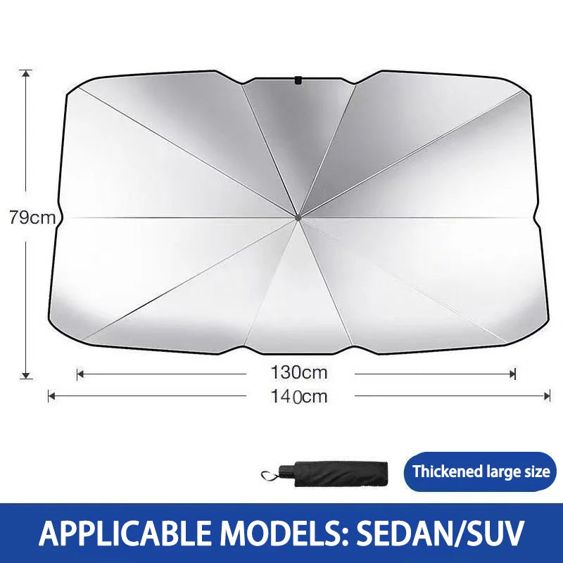 Foldable Car Windshield Sun Shade — Portable Sunscreen Parasol for Front Window