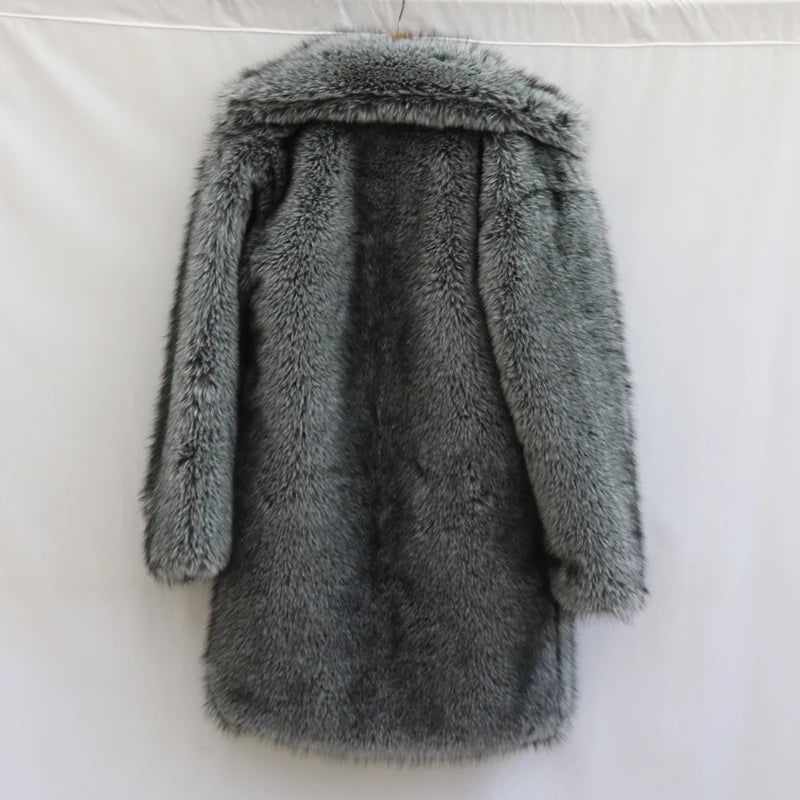 Men's Faux Fur Long Coat - Winter Trench Coat Plus Size