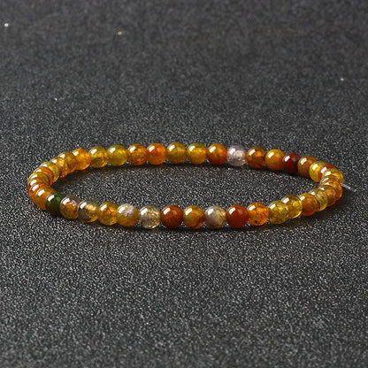 4mm Natural Stone Agate & Lava Stretch Bracelet – Handmade Tiny Bead Bangle for Men & Women