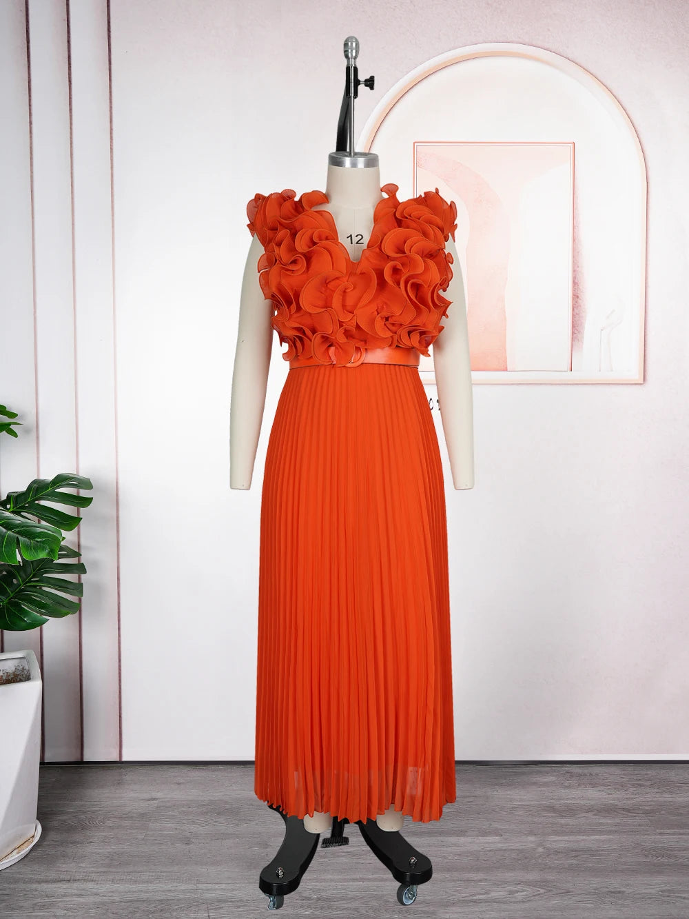 Elegant African Maxi Dress - Sleeveless Chiffon Evening Gown - Shello's Creative Boutique