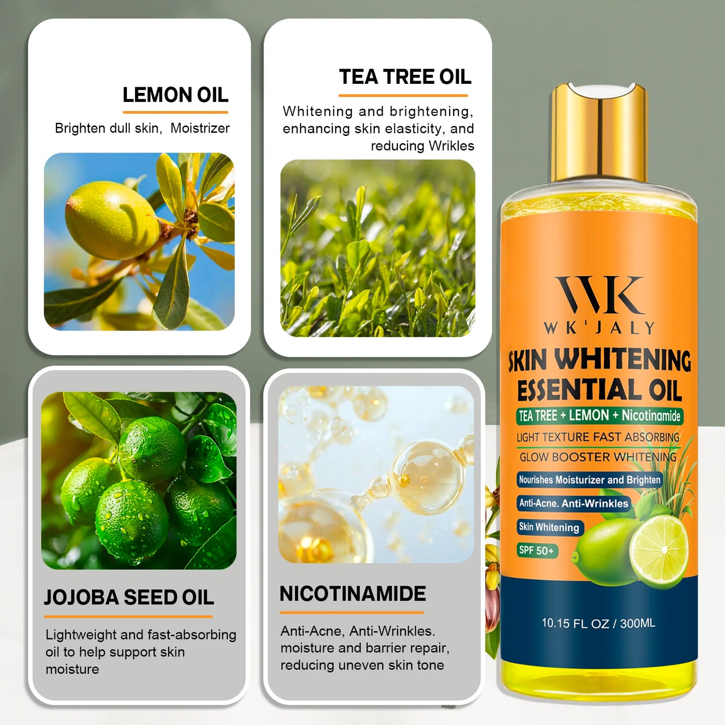 WK JALY Whitening Essential Body Oil Series, Clean Skin, Moisturizing, Nourishing, Remove Acne, Black Spots, for All Skin Types - Shello's Creative Boutique