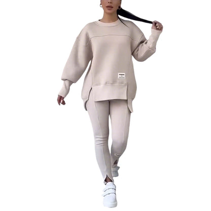 LAPA Women's Irregular Two-Piece Sweatshirt & Trouser Set – Autumn/Winter Casual Loose Knit Outfit (S–XXXL)