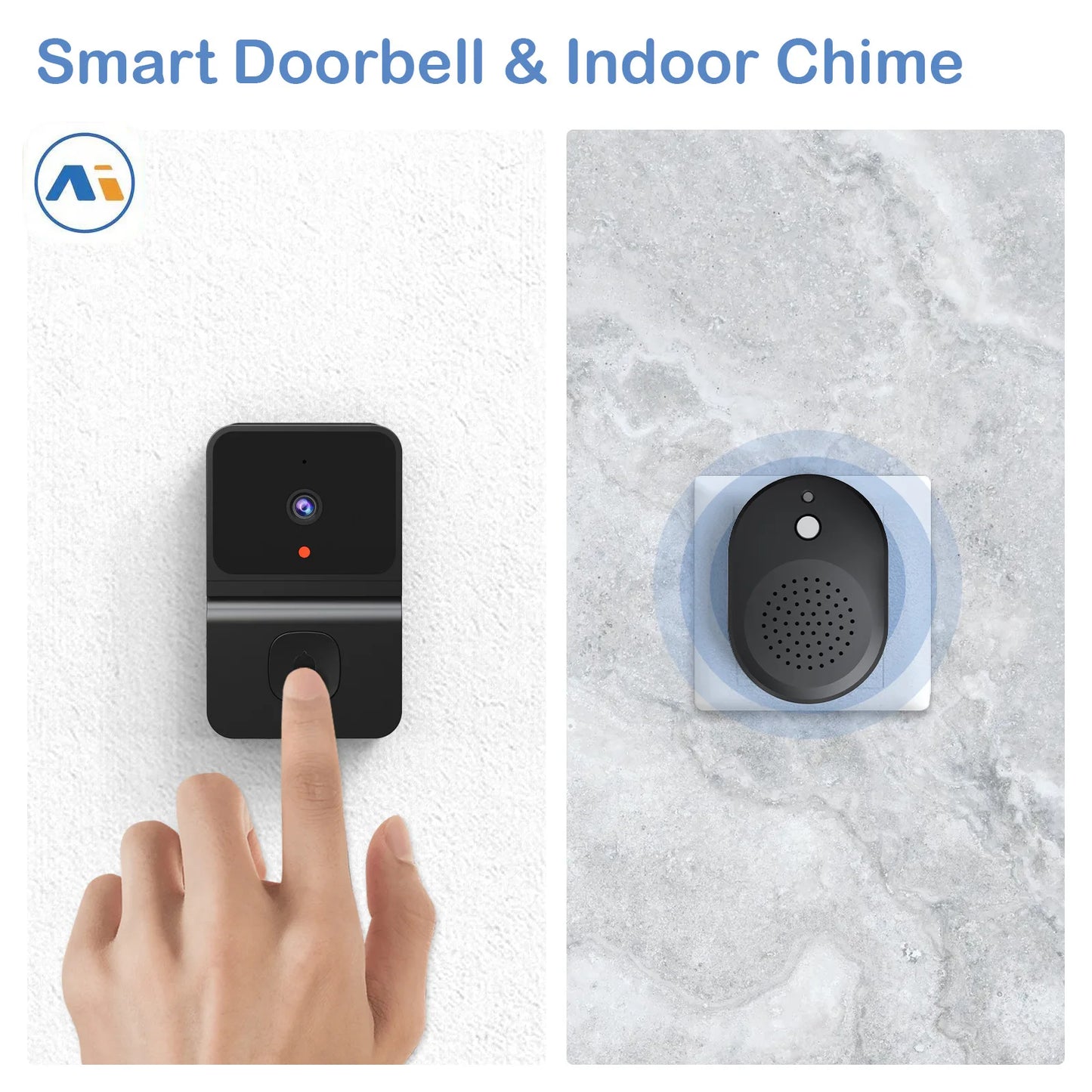 Wireless WiFi Outdoor Doorbell Camera with HD Video, Night Vision & Voice Change