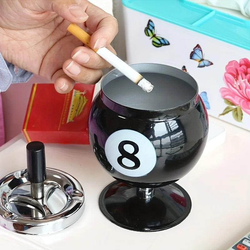 Pool Ball Ashtray With Lid – Anti-Fly Ash Desk Decoration Gift for Billiard Lovers