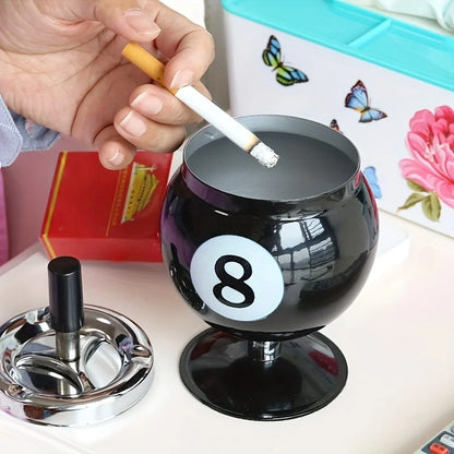 Pool Ball Ashtray With Lid – Anti-Fly Ash Desk Decoration Gift for Billiard Lovers