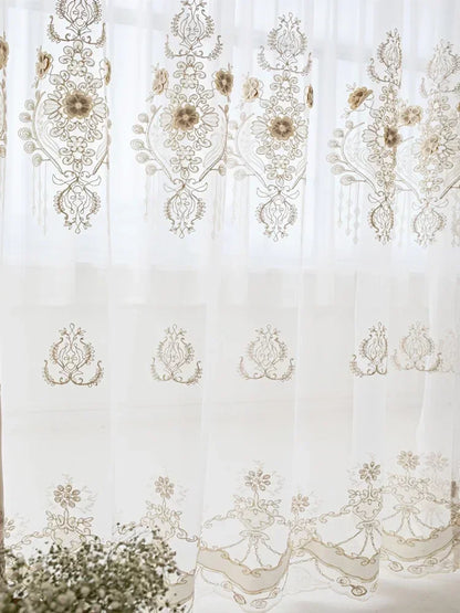 European Modern Blackout Curtains - Luxury Embroidered Tulle Villa Valance for Living Room & Bedroom