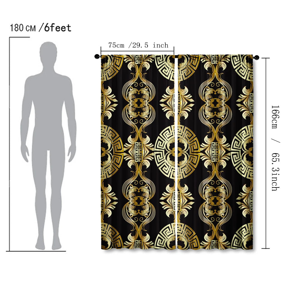 Retro Home Decoration Curtains - 2 Panel Rod Pocket Set for Kitchen & Living Room