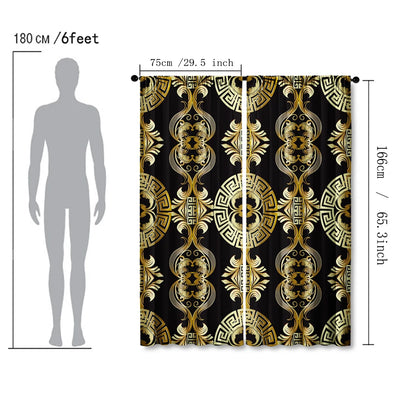 Retro Home Decoration Curtains - 2 Panel Rod Pocket Set for Kitchen & Living Room